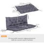 Voir la diapositive 3 : OUTSUNNY Coussin matelas assise dossier pour banc de jardin balancelle canapé 2 places grand confort 120 x 110 x 12 cm gris