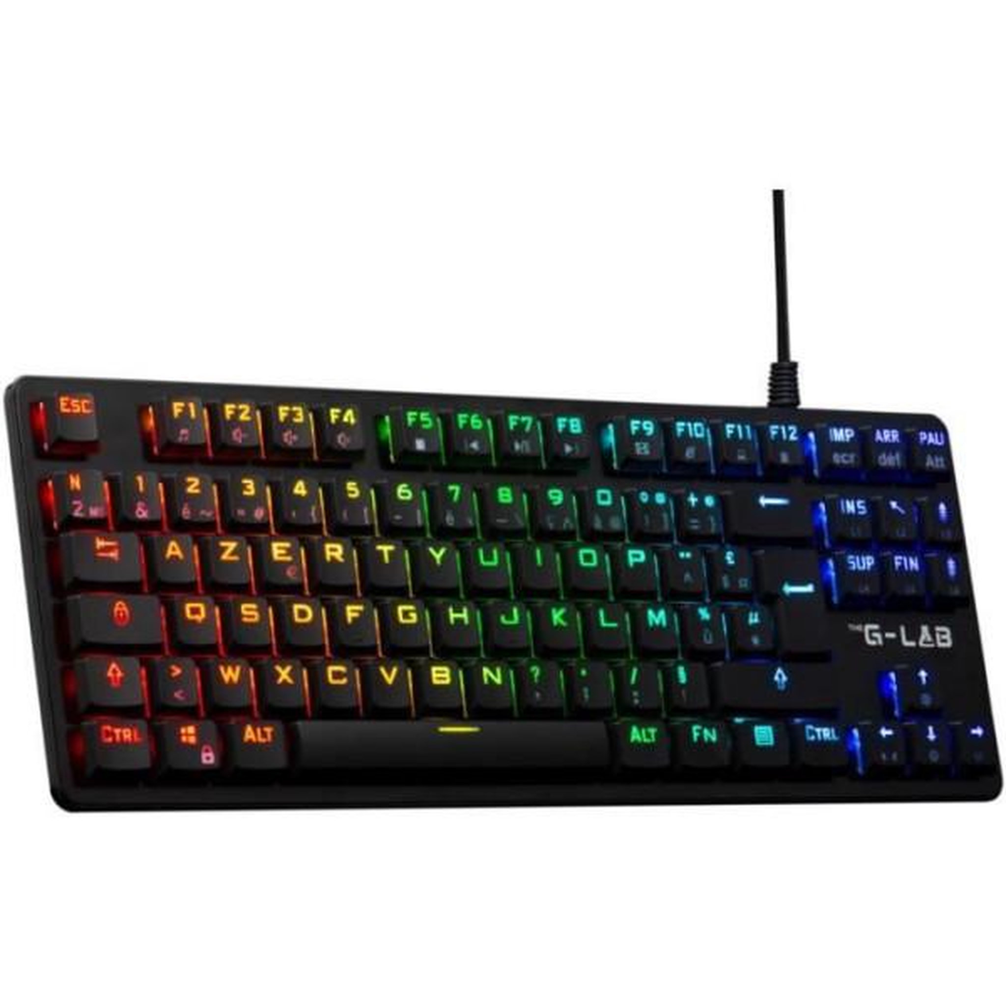 THE G-LAB Clavier Gamer - The G-Lab - KEYZ PLATI. TKL - Format TKL - Mécanique (Switch Rouge) - Low Profile - RGB - Noir