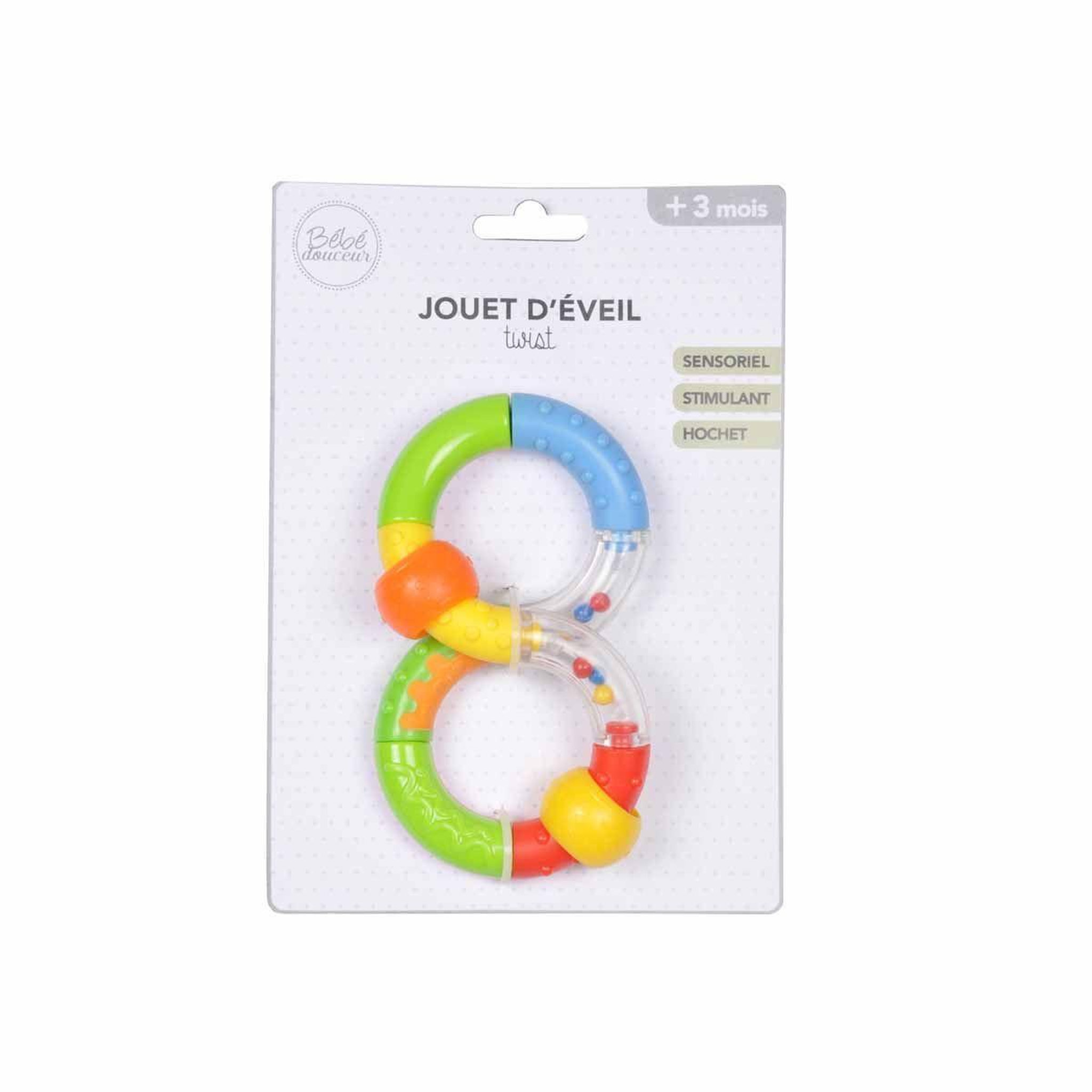 Voir la diapositive 2 : BEBE DOUCEUR Jouet d'Éveil pour Bébé  Twist  17cm Multicolore