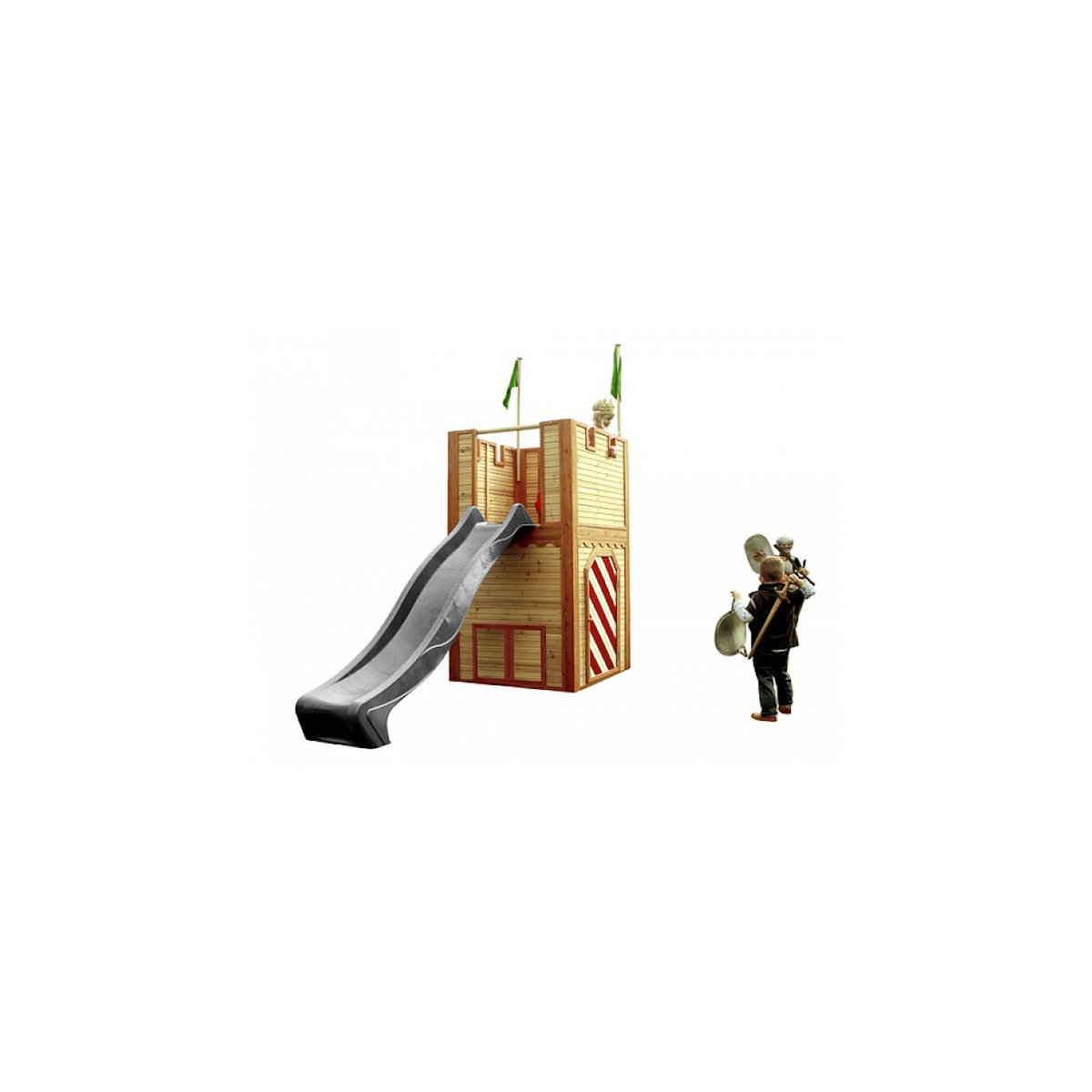 Axi House Axi ARTHUR Aire de jeux en cèdre vernis naturel, toboggan Gris