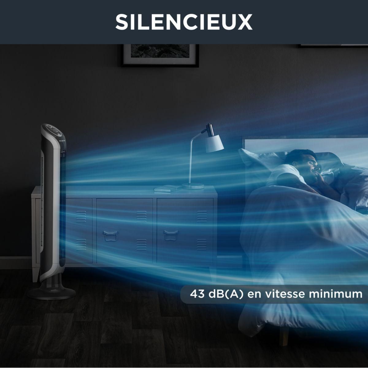 ROWENTA Ventilateur colonne 100cm 40w 3 vitesses noir - vu6670f0