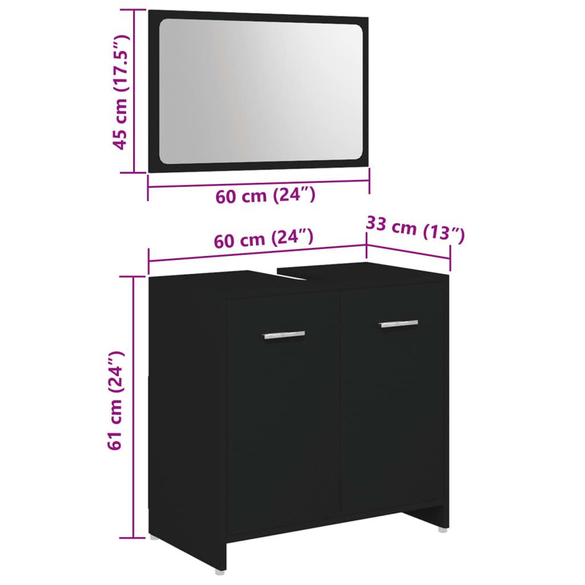 Voir la diapositive 6 : VIDAXL Ensemble de meubles de salle de bain 4 pcs Noir Bois ingenierie