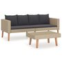 Voir la diapositive 2 : VIDAXL Salon de jardin 2 pcs avec coussins Resine tressee Beige