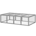 PAWHUT Clapier cage à lapins extérieur intérieur 2 portes supérieures 181L x 100l x 48H cm bois pin gris