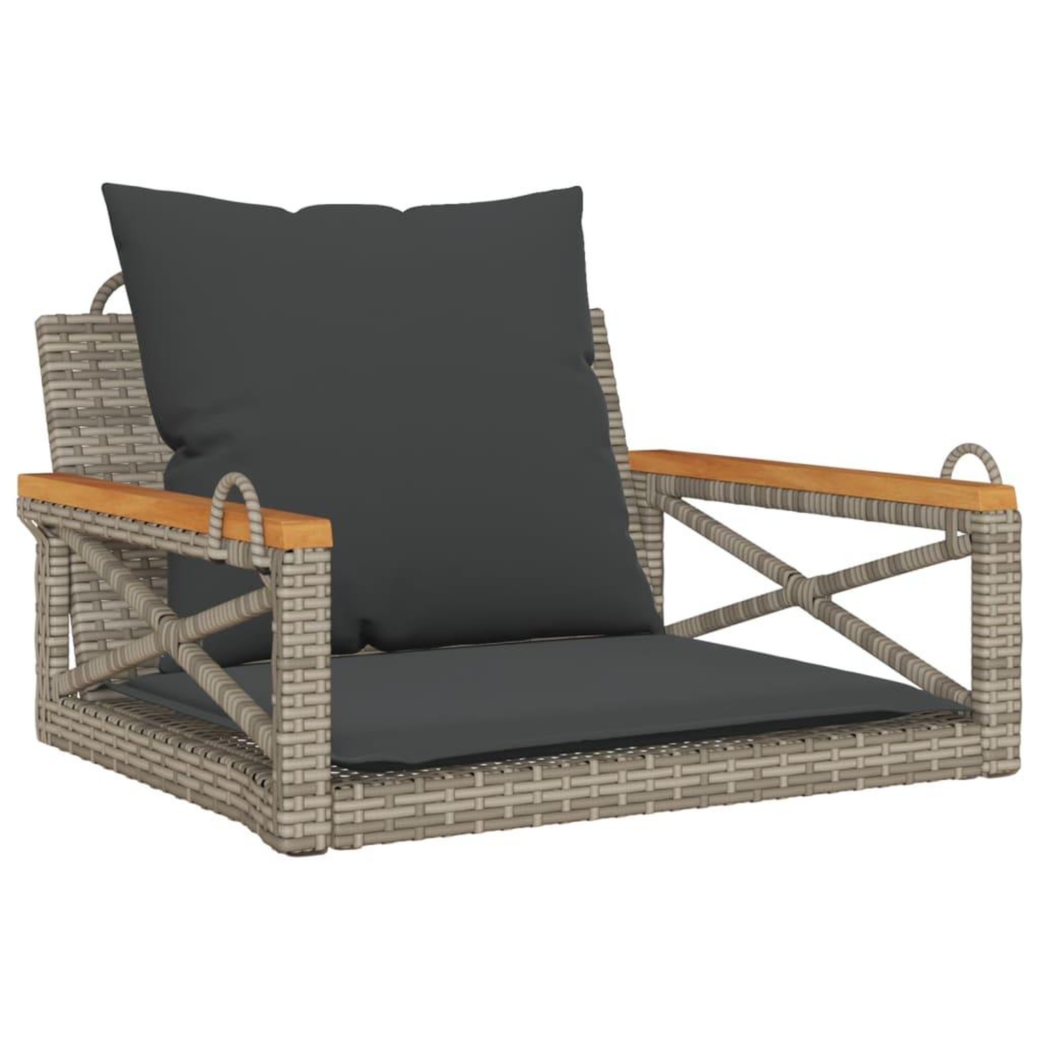 Voir la diapositive 2 : VIDAXL Balancelle avec coussins gris 63x62x40 cm resine tressee