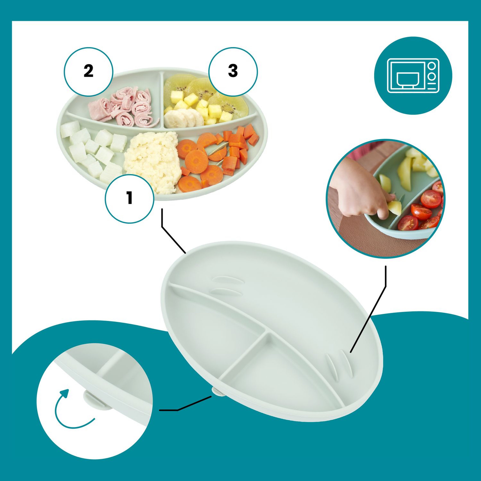 Voir la diapositive 8 : BABYMOOV Kit repas en silicone vert GROW'ISY