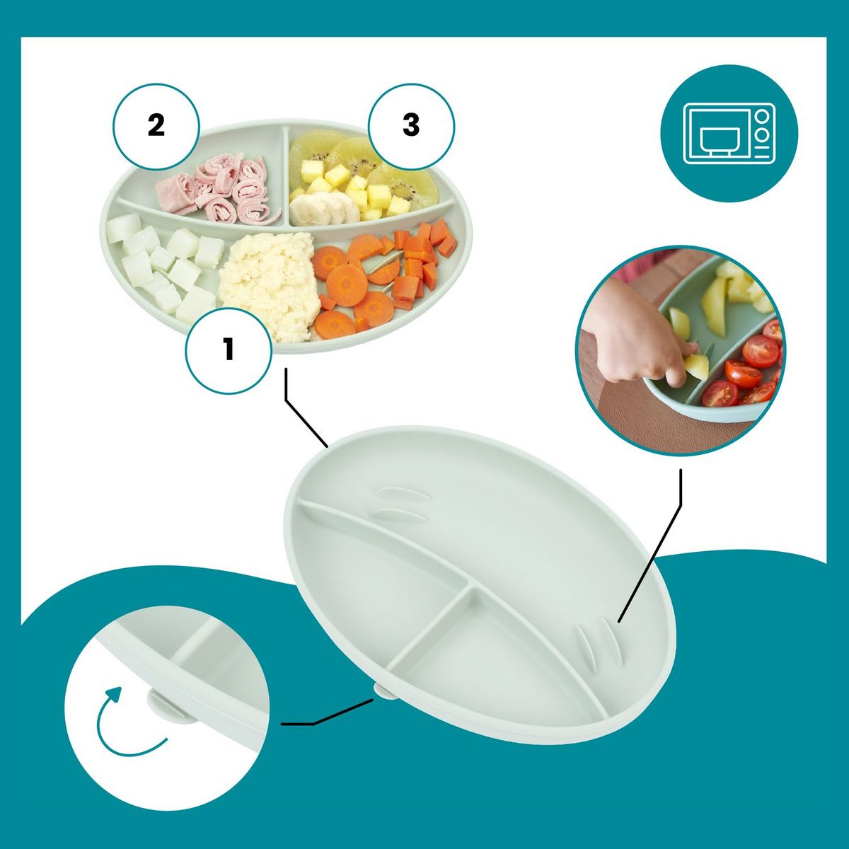 BABYMOOV Kit repas en silicone vert GROW'ISY