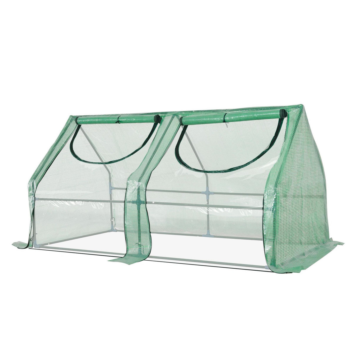 OUTSUNNY Mini serre de jardin serre à tomates double bâche 180L x 90l x 90H cm acier PE PVC 2 fenêtres avec zip enroulables vert