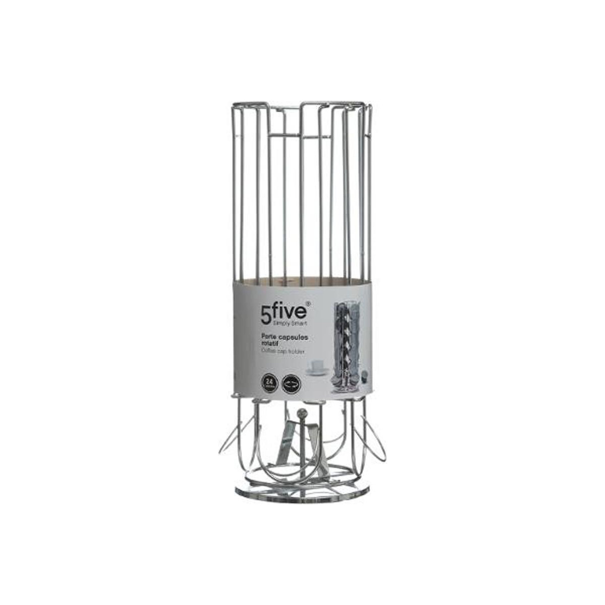 Voir la diapositive 3 : FIVE Porte 24 capsules rotatif  coffee  31cm argent