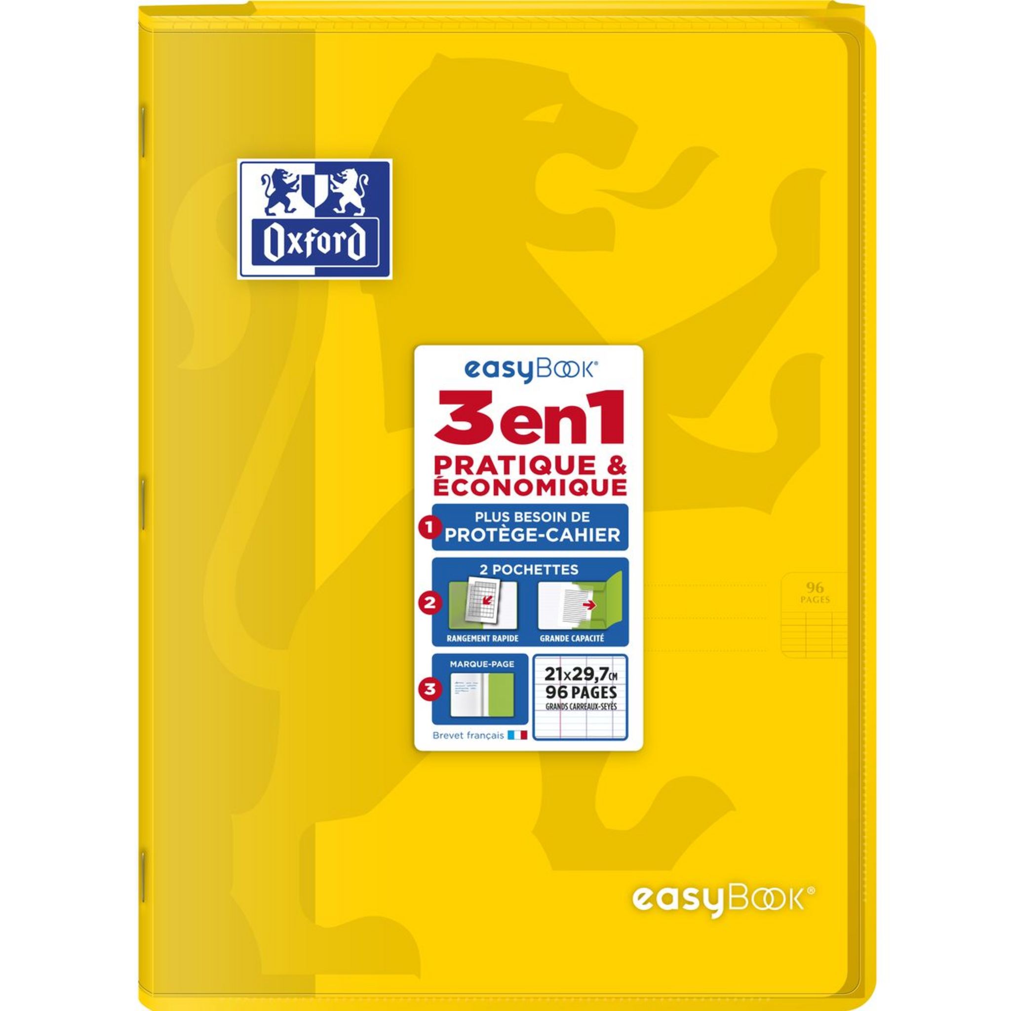 Feuille Simple Grand Carreaux A4 Lot De 4 Cahiers Oxford Color Life 24x32cm - Grands Carreaux Seyès 96 Pages - Couleurs Assorties Papier 90g Anti-transparence - 10