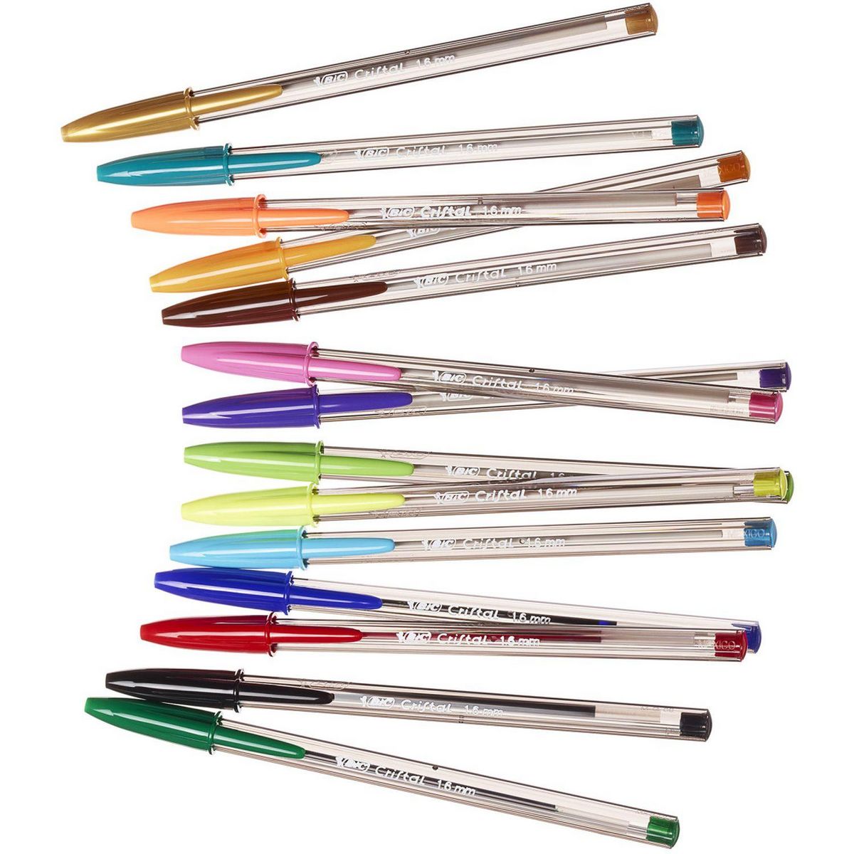BIC Lot de 10 stylos bille pointe large CRISTAL MULTICOLOUR couleurs assorties