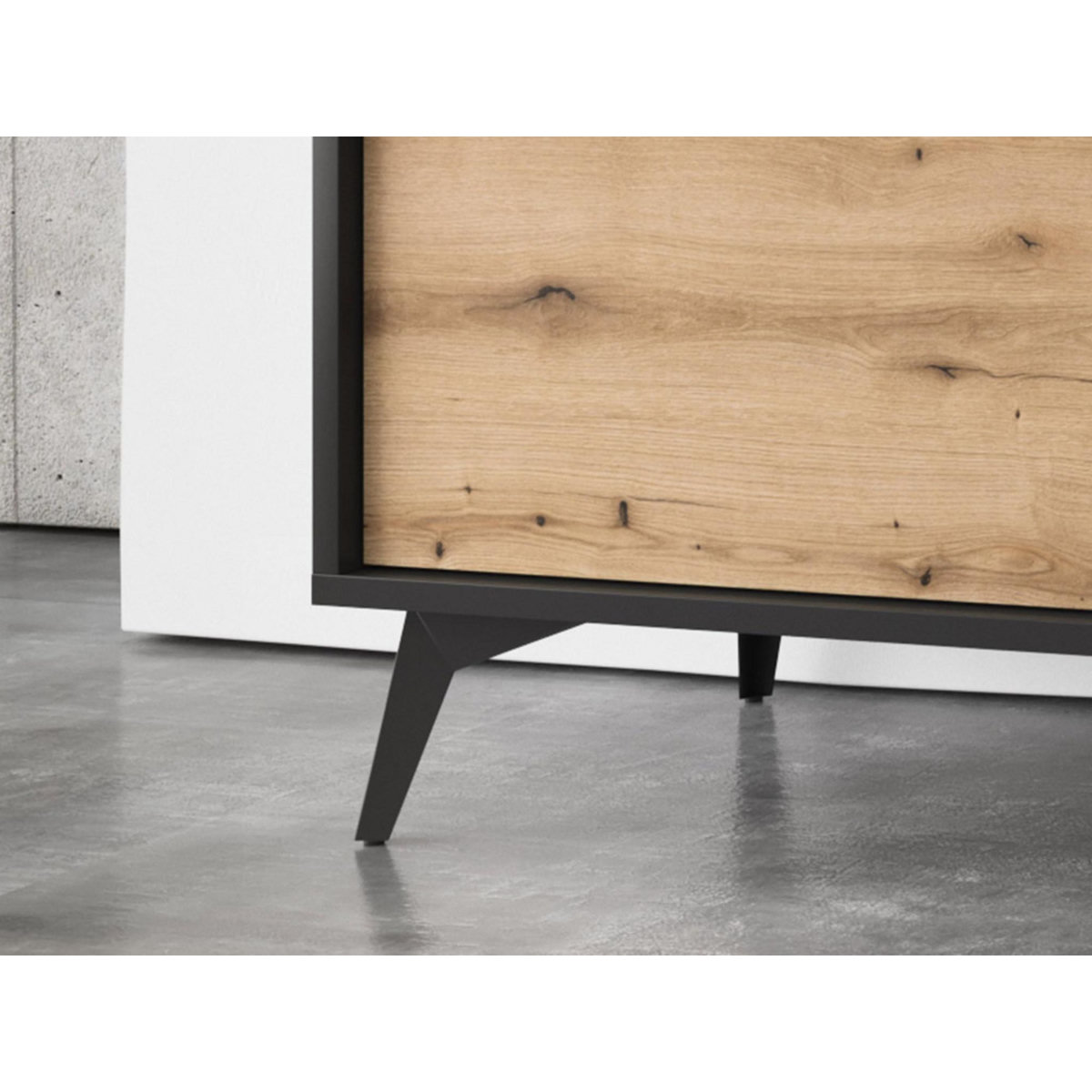 BEST MOBILIER Peter - meuble tv - effet bois et noir - 154 cm - style industriel