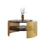 Voir la diapositive 2 : BEST MOBILIER Cruz - table basse ronde - effet marbre noir et doré - 75 cm