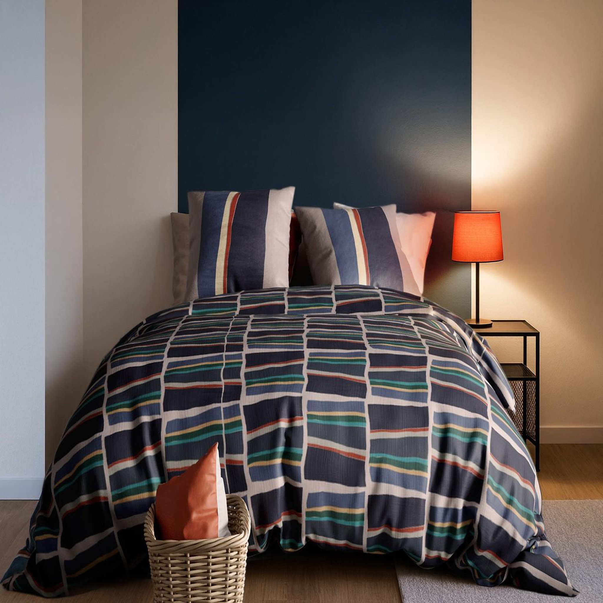 ATELIER DU COTON Parure housse de couette 100% coton 57fils , arty. Coloris disponibles : Vert