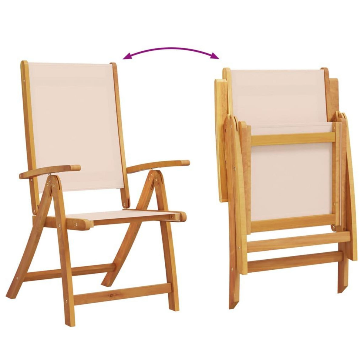 VIDAXL Chaises pliables de jardin lot de 4 bois d'acacia et textilene