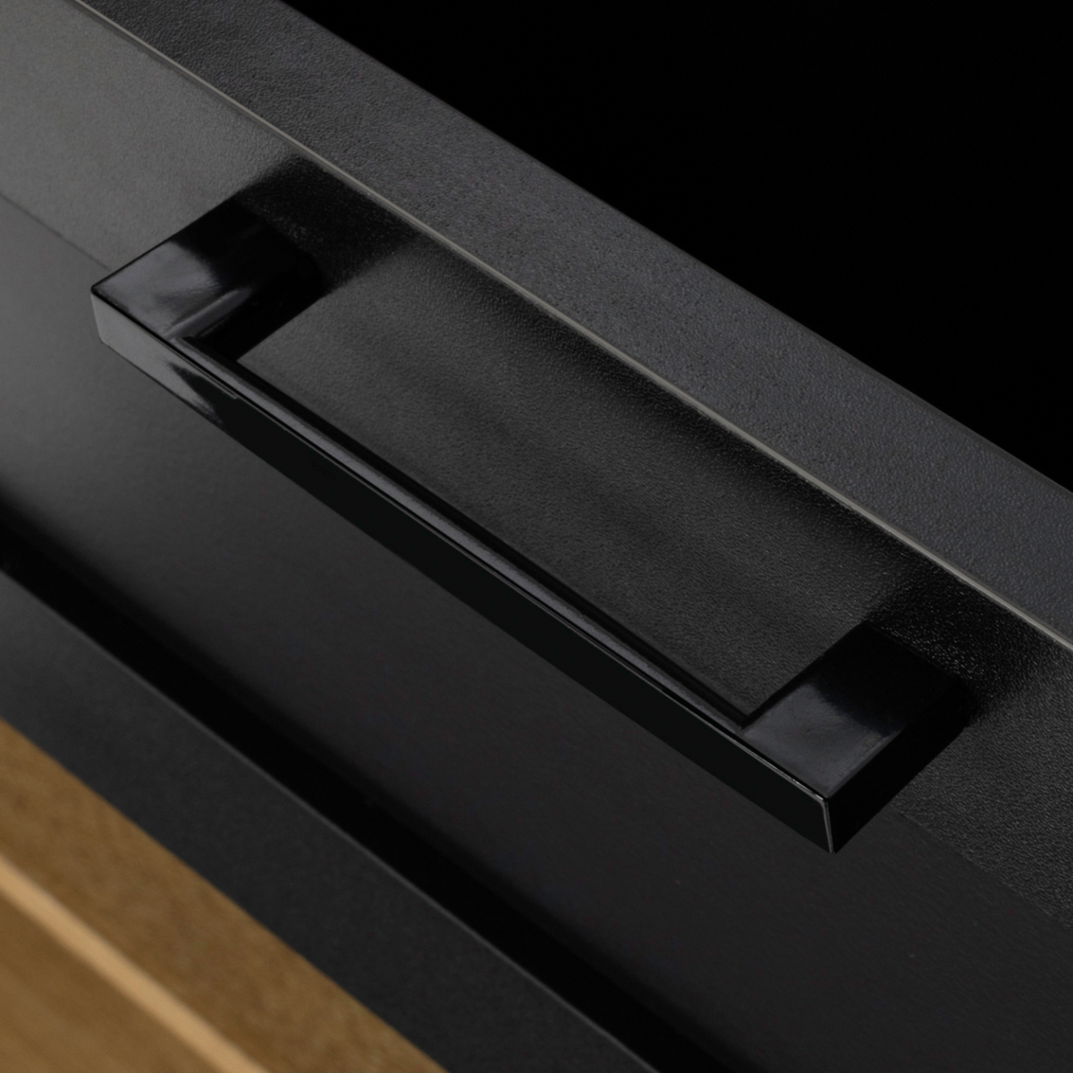 ID MARKET Ilot central mange-debout 4 personnes VITO 130 cm noir et plateau bois