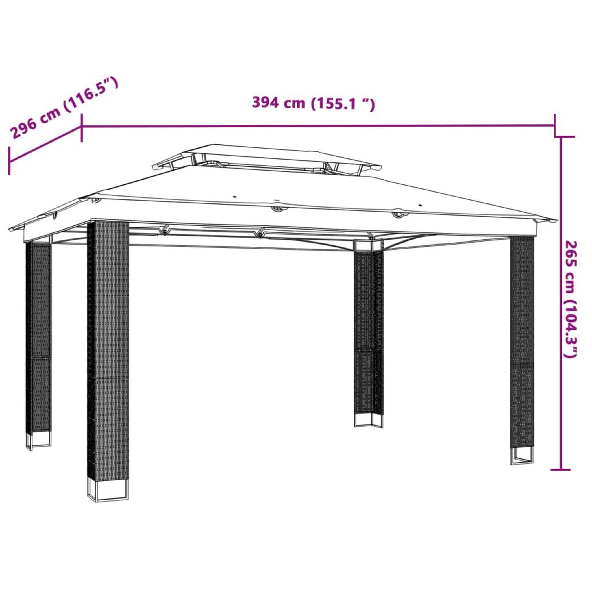 Voir la diapositive 6 : VIDAXL Tonnelle a double toit creme 3,94x2,96 m acier