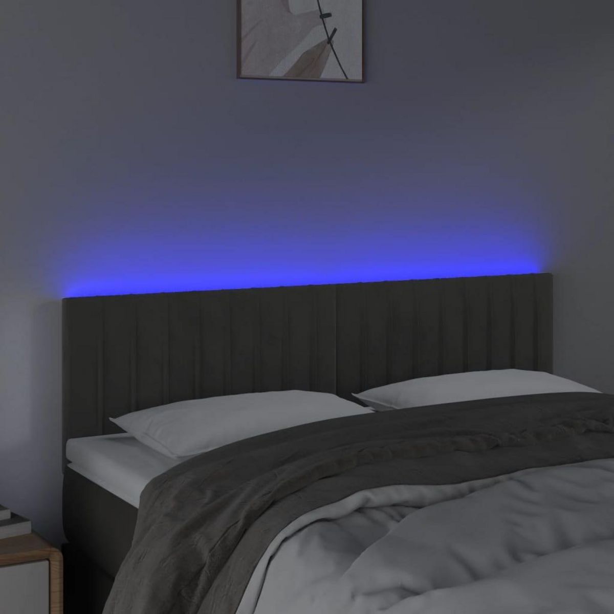 VIDAXL Tete de lit a LED Gris fonce 144x5x78/88 cm Velours