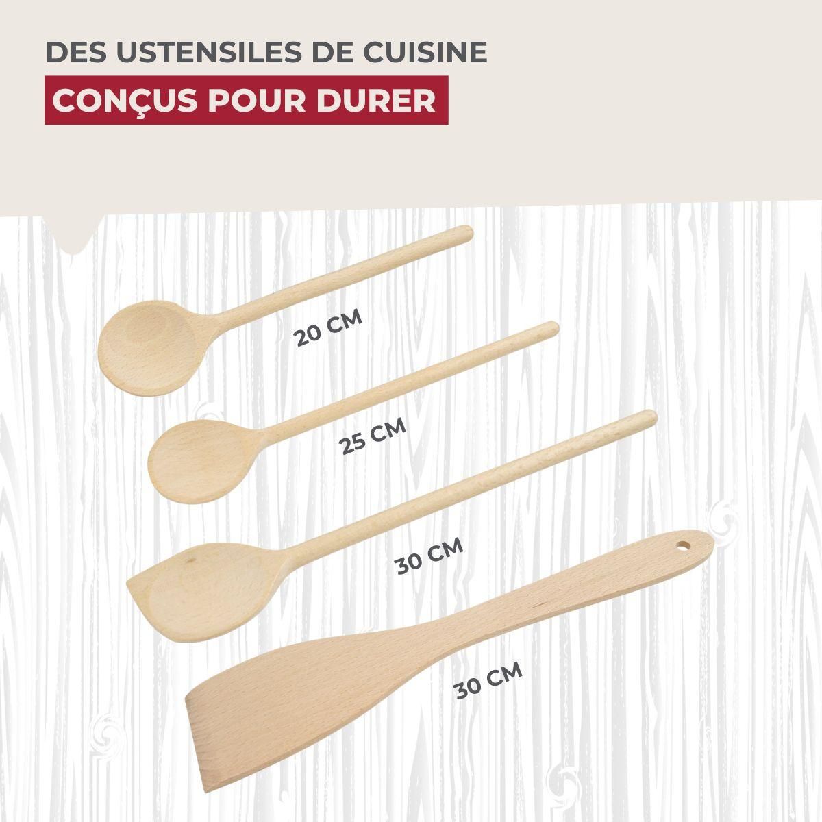 Fackelmann Set de 4 ustensiles de cuisine en bois FSC Fackelmann Nature