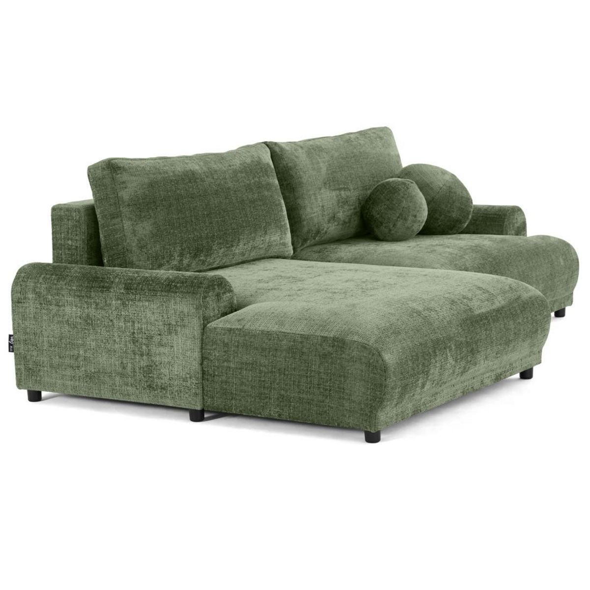 LISA DESIGN Nelly - canapé d'angle gauche 4 places convertible avec coffre en velours texturé