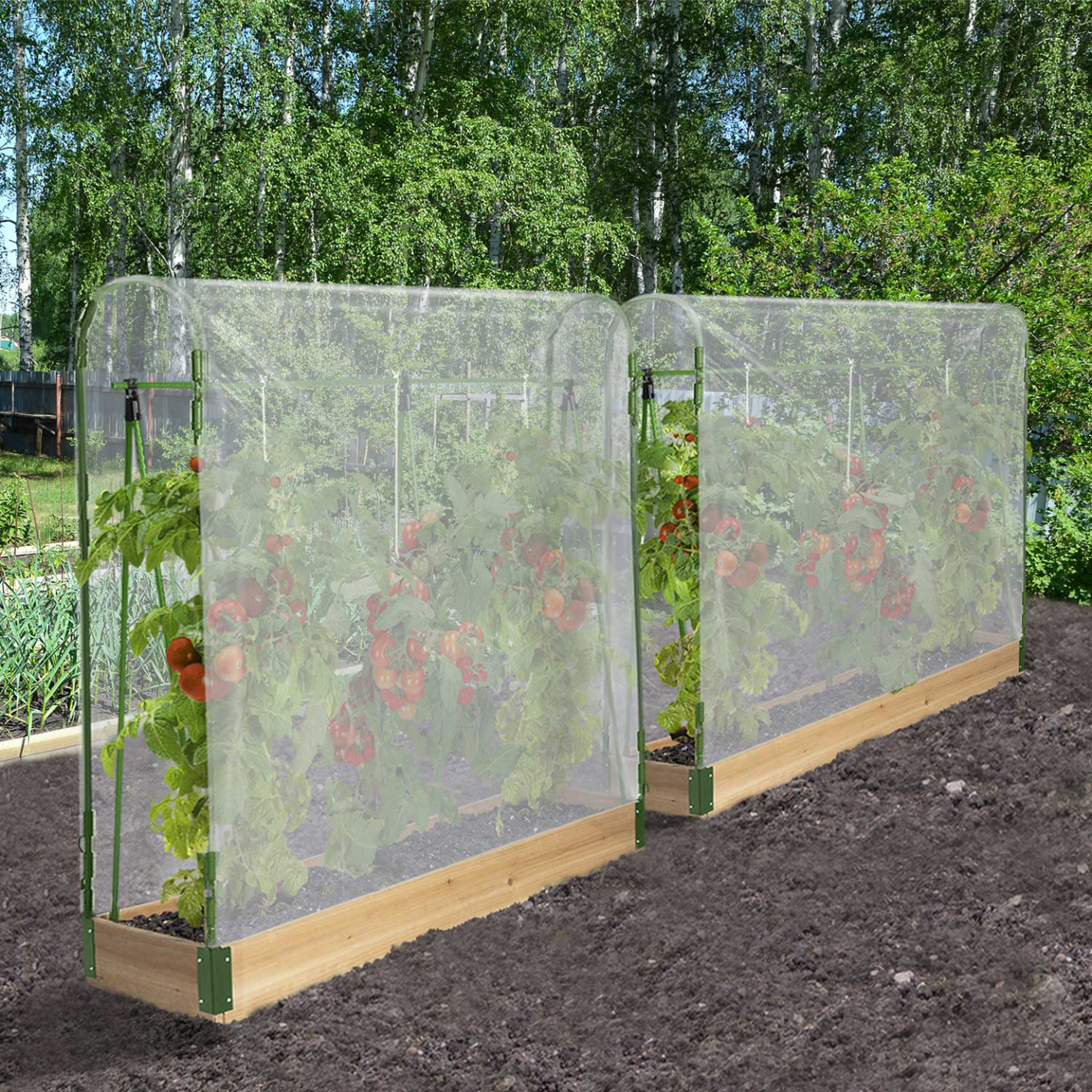 Voir la diapositive 3 : ID MARKET Duo serres à tomates modulables spéciales croissance kit complet bâche + support