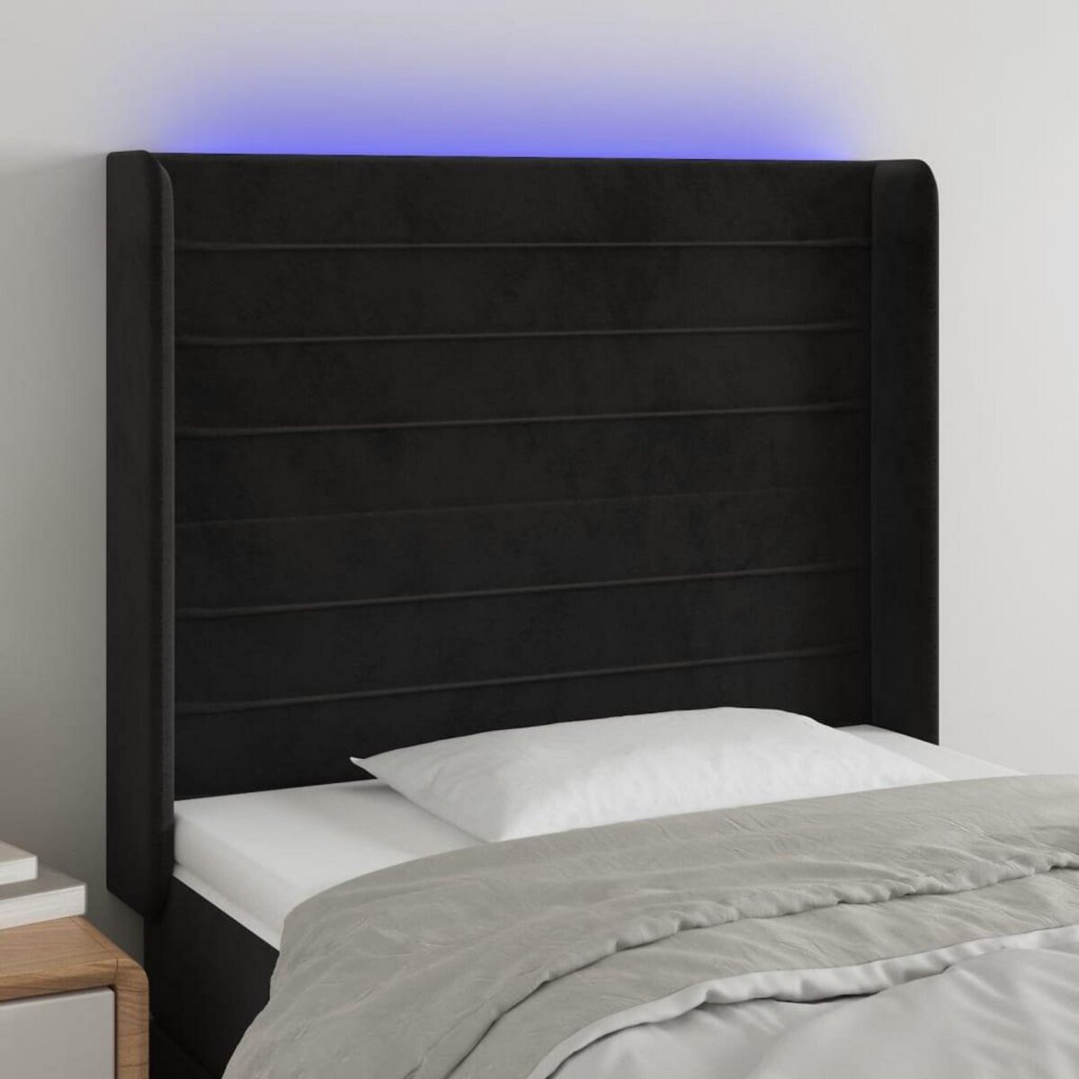 VIDAXL Tete de lit a LED Noir 83x16x118/128 cm Velours