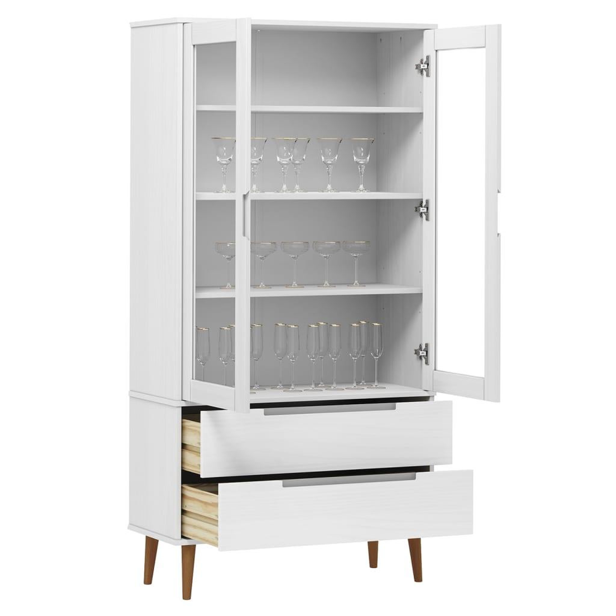 Voir la diapositive 3 : VIDAXL Armoire a vitrine MOLDE Blanc 90x35x175 cm Bois de pin massif