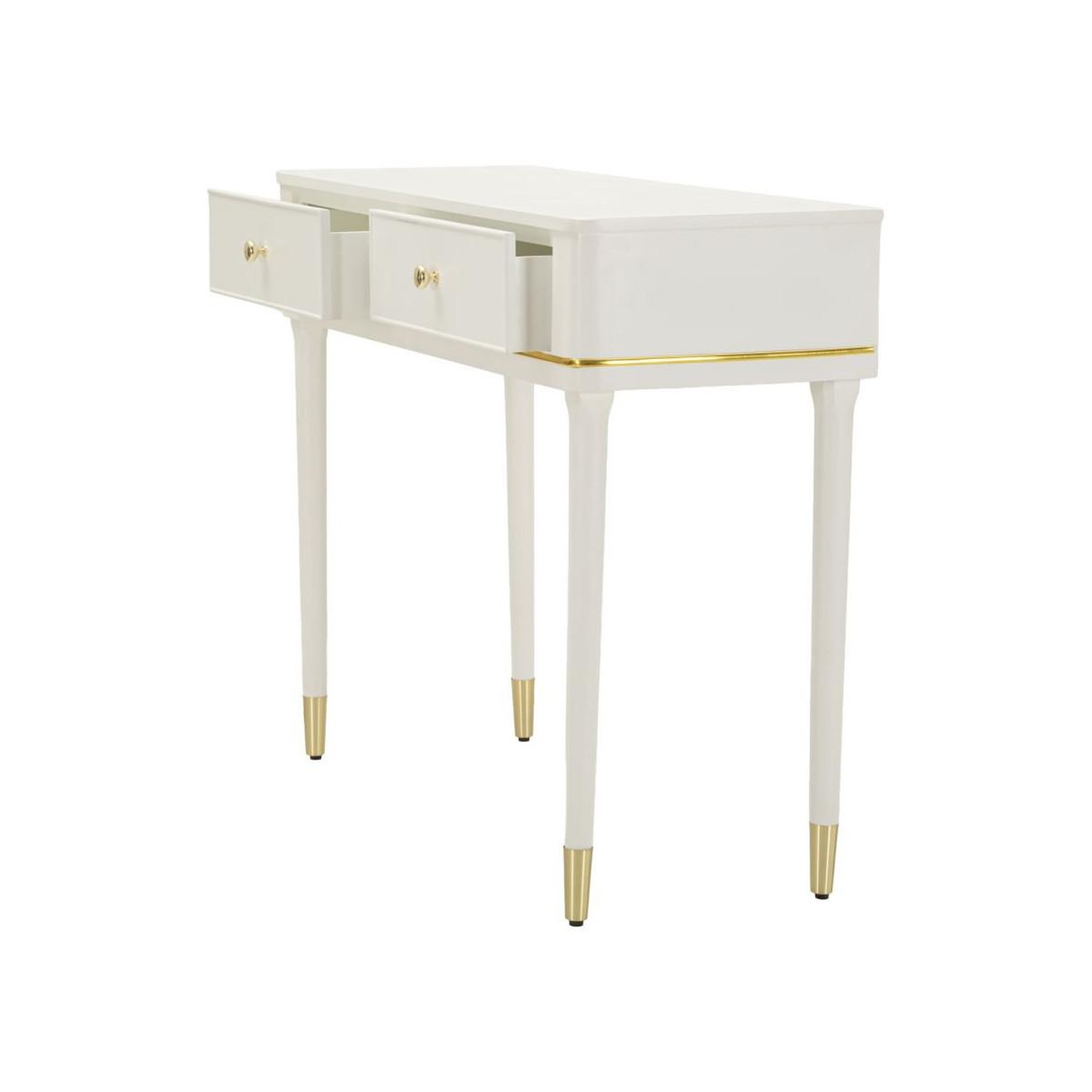 Voir la diapositive 3 : Paris Prix Console 2 tiroirs  camille  101cm blanc & or