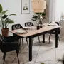 HOMIFAB Table à manger extensible effet chêne et noir 140/180 cm - Santa