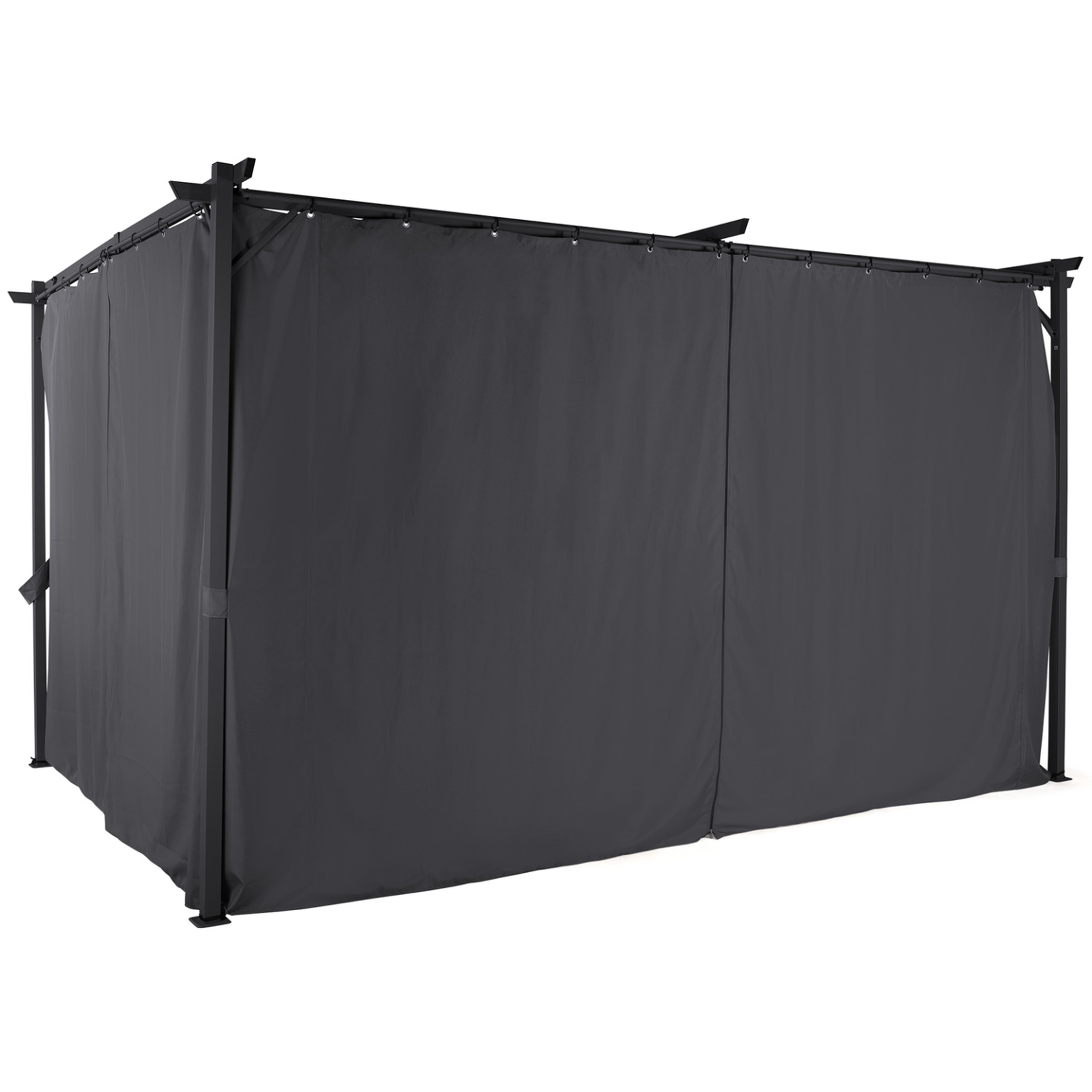 Voir la diapositive 5 : ID MARKET Pergola édition limitée toit rétractable 3x4 m et 4 rideaux gris anthracite