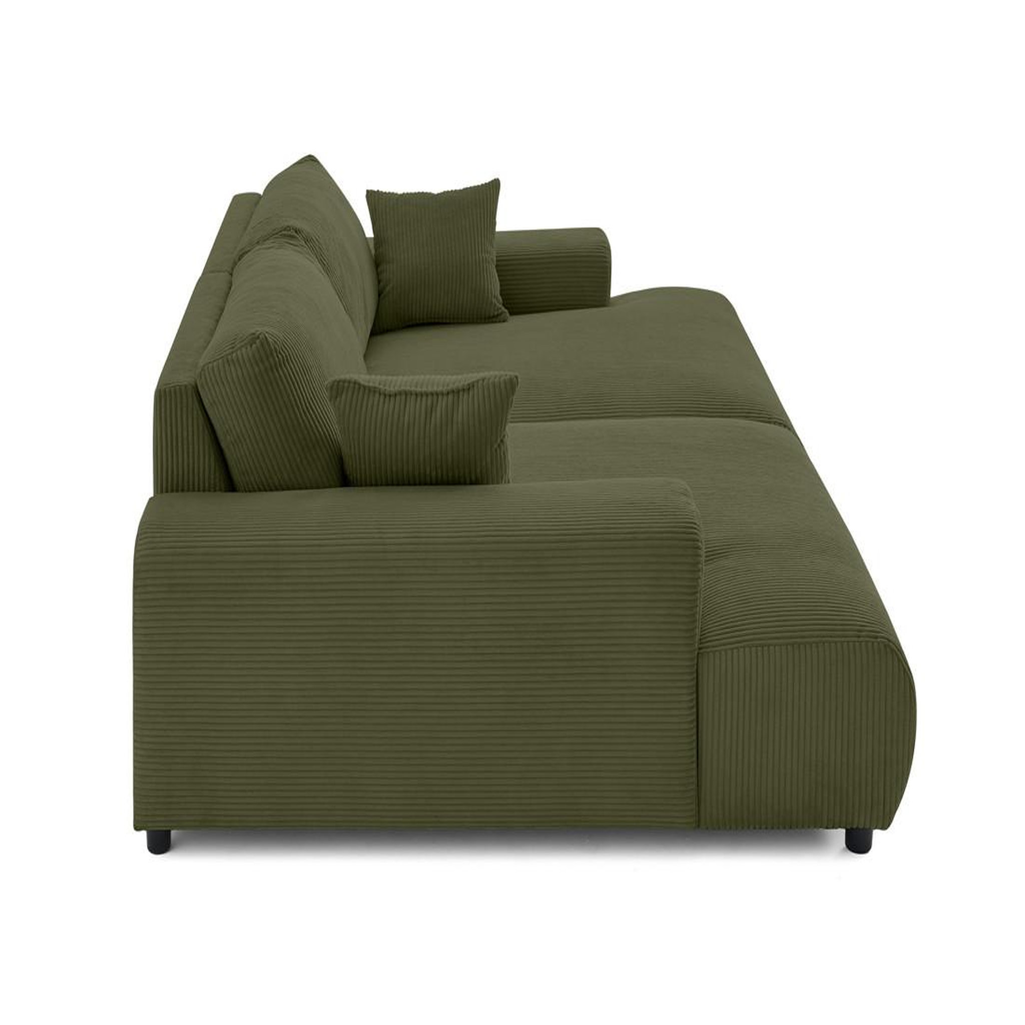 Voir la diapositive 4 : LISA DESIGN Garance - canapé droit 4 places double méridienne - assise profonde - en velours côtelé