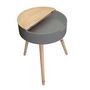 Voir la diapositive 3 : TOILINUX 2 Tables de nuit coffre Scandinave - Diam. 45 cm - Gris