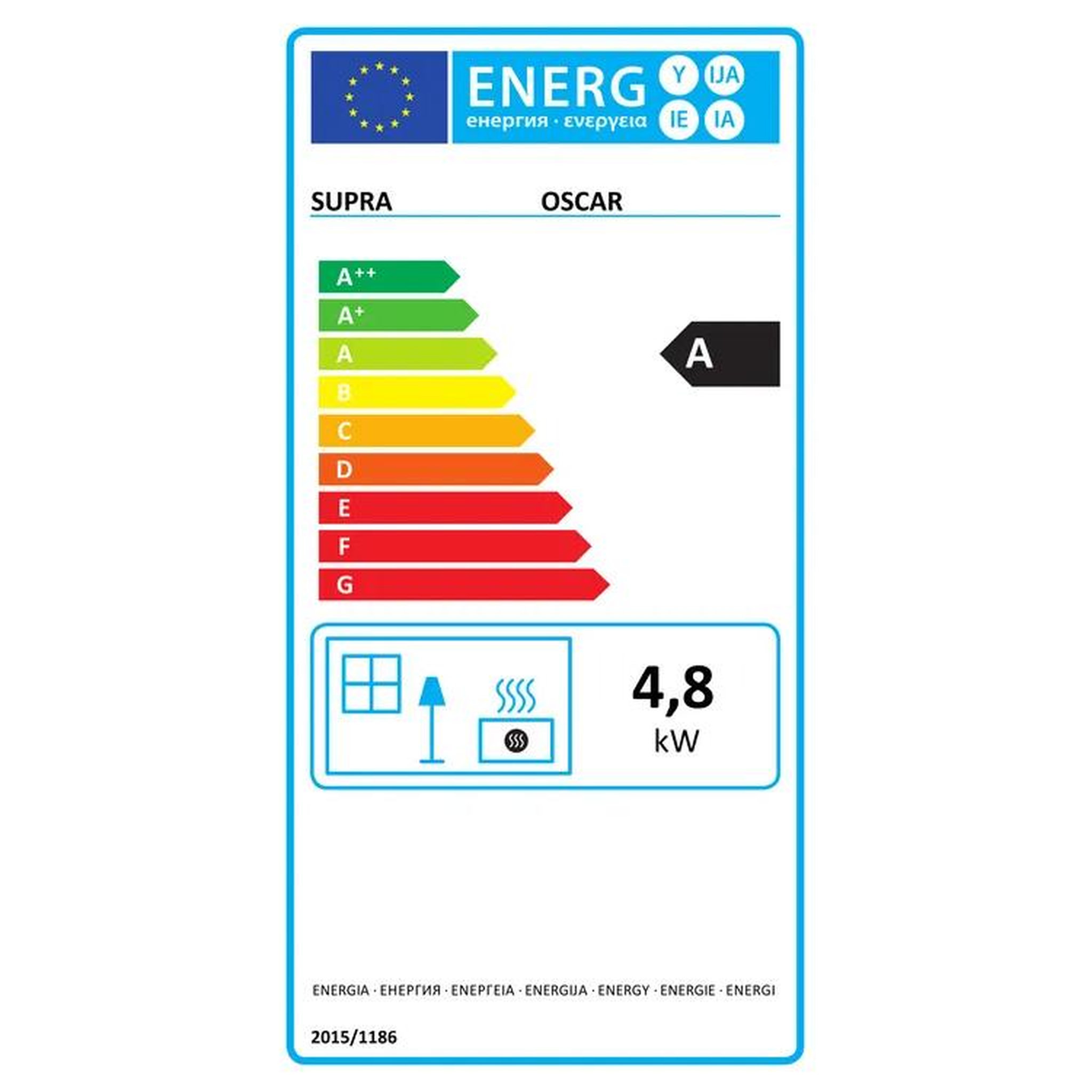 Voir la diapositive 2 : Supra Poêle à bois 4.8kw noir - oscar