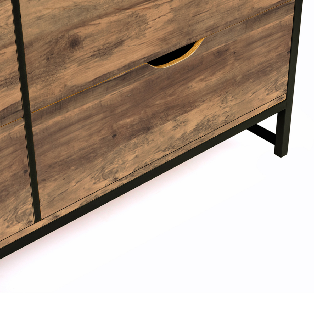 ID MARKET Commode 4 tiroirs HAWKINS 110 cm bois foncé design industriel avec étagère