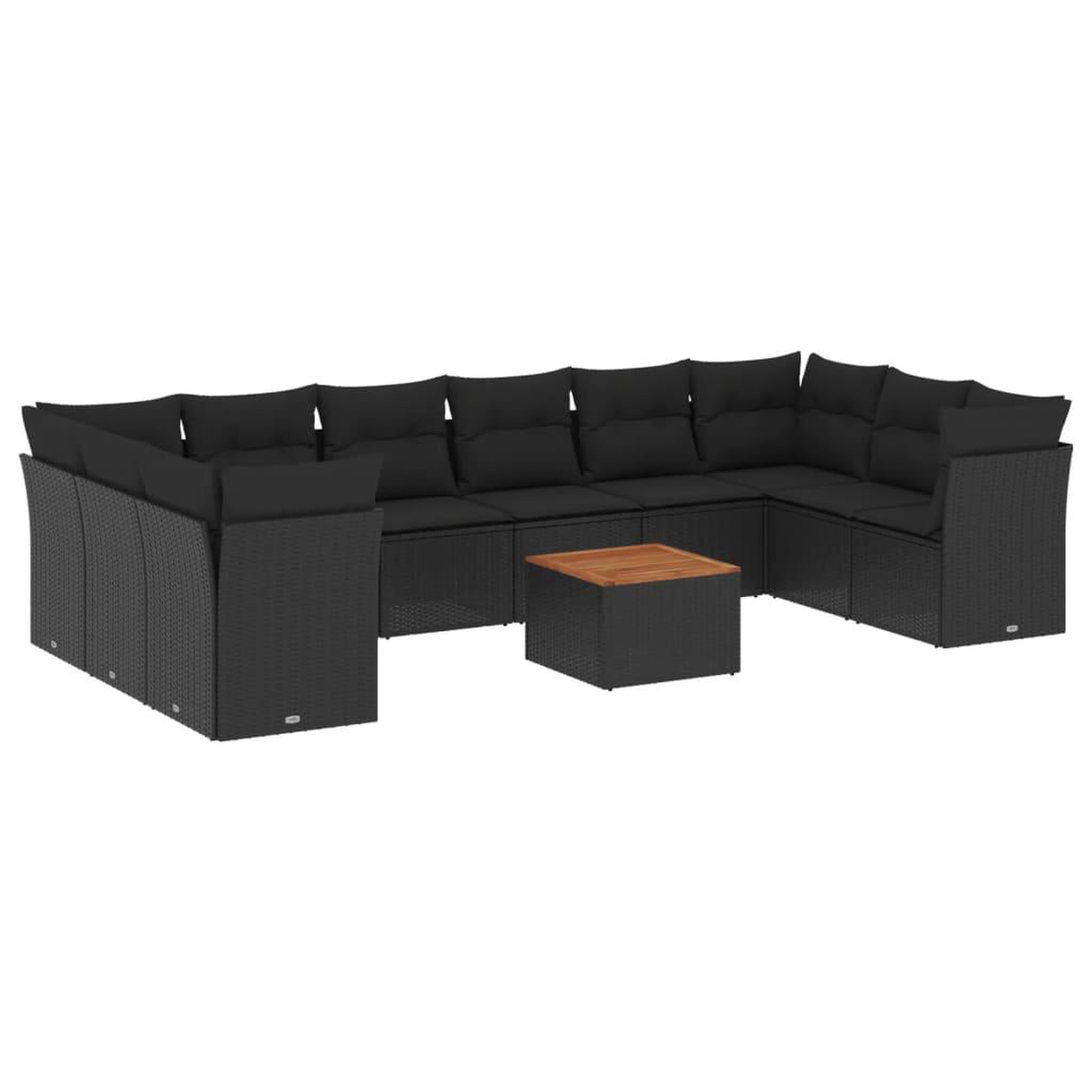 Voir la diapositive 2 : VIDAXL Salon de jardin 11 pcs avec coussins noir resine tressee