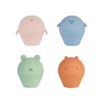BADABULLE Badabulle Lot de 4 Aspergeurs de bain - Jouets de Bain en Silicone Souple - S'ouvrent pour etre lavés