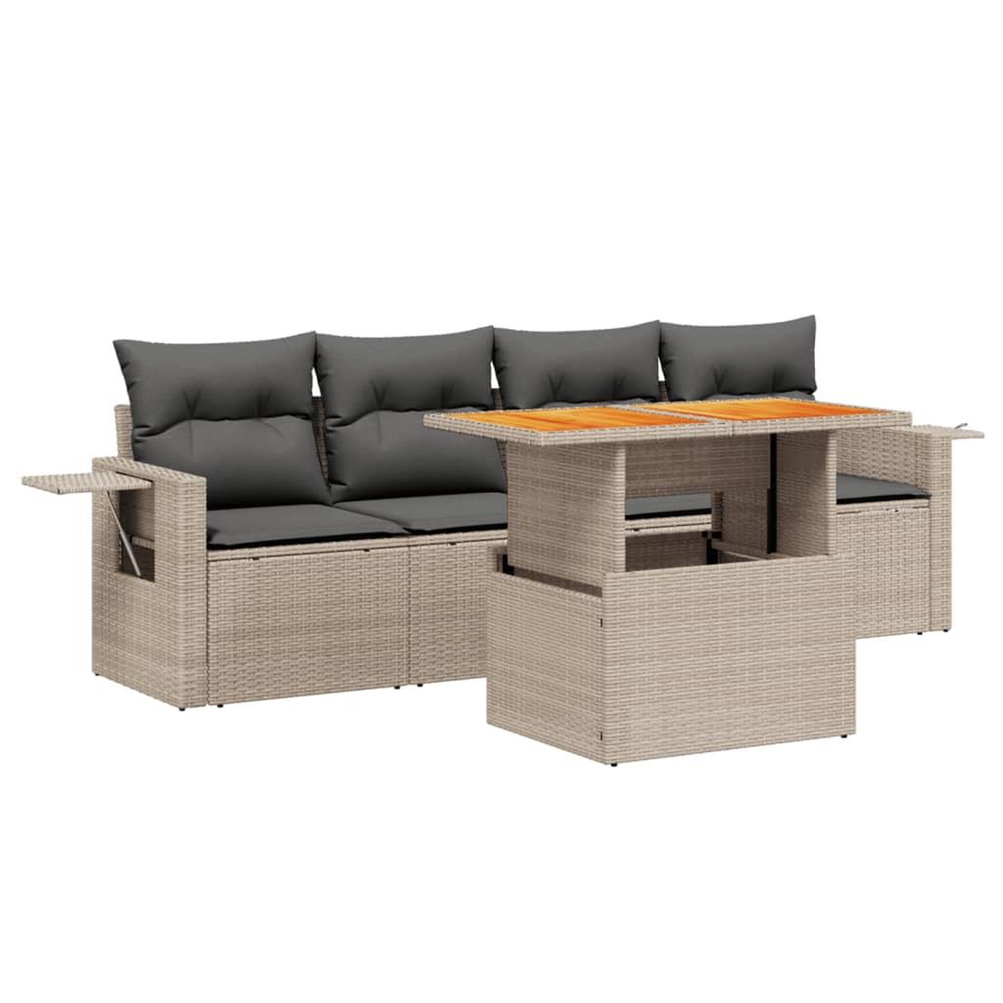 Voir la diapositive 2 : VIDAXL Salon de jardin 5 pcs avec coussins gris resine tressee