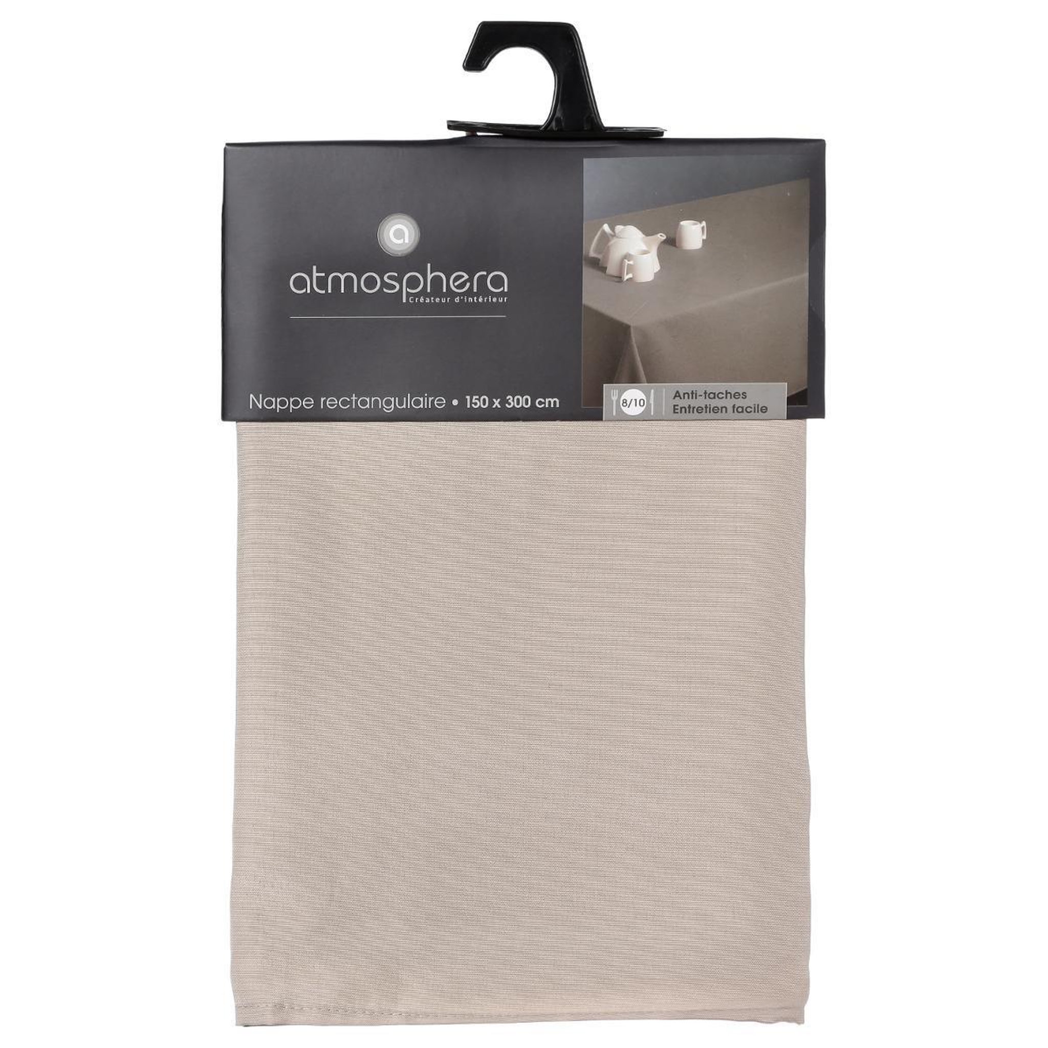 Voir la diapositive 4 : ATMOSPHERA Nappe antitache  unie  150x300cm lin