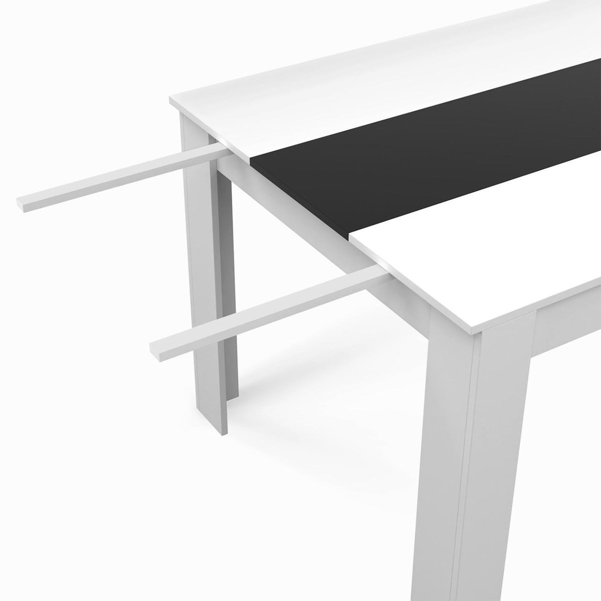 ID MARKET Table à manger extensible rectangle GEORGIA 6-10 personnes blanche et noire 140-220 x 90 cm