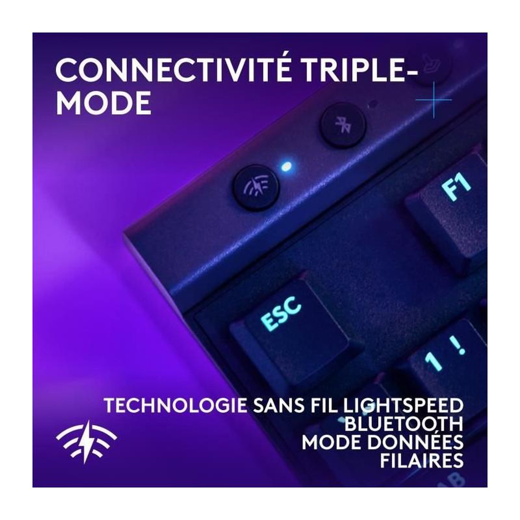 Voir la diapositive 5 : LOGITECH G Clavier Gamer - Sans fil - Logitech G - G515 TKL Lightspeed - Mécanique Linear - RGB - AZERTY - Noir