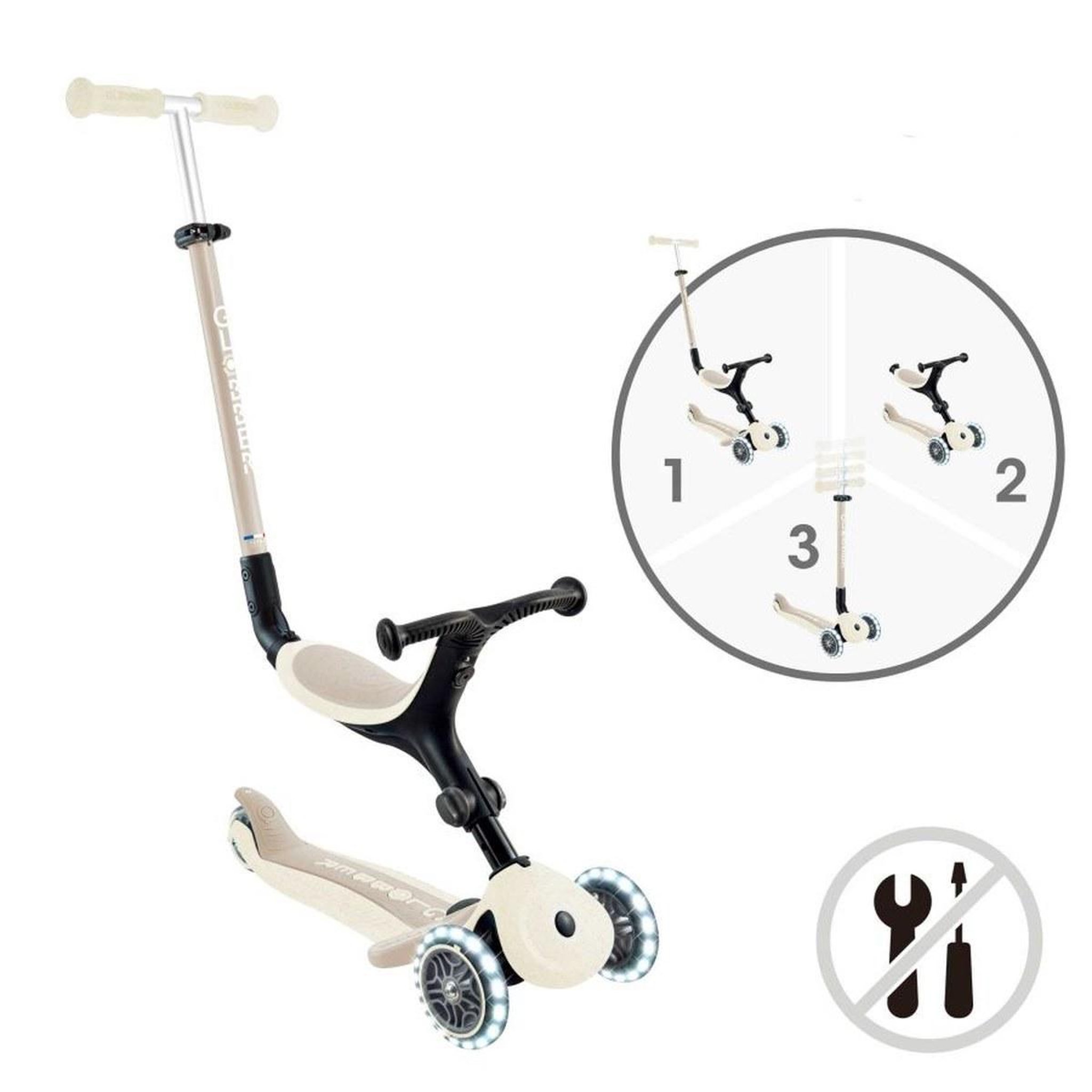 Voir la diapositive 4 : Globber Trottinette évolutive GO•UP ACTIVE LIGHTS ESSENTIAL — Coconut Beige
