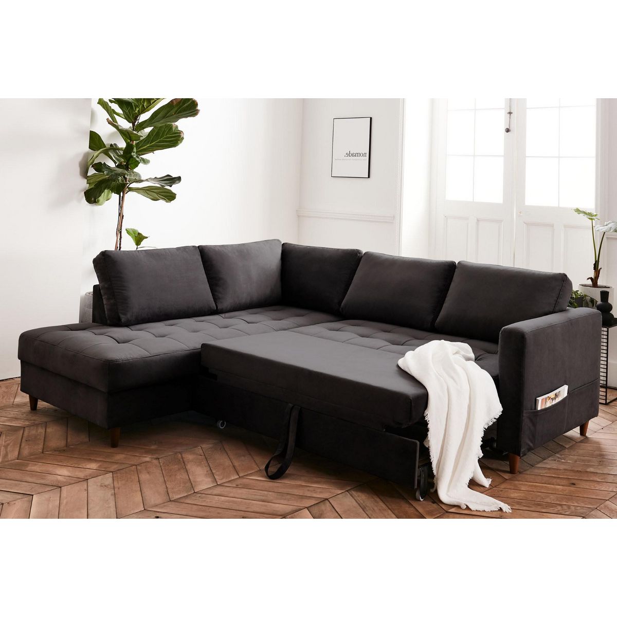 LISA DESIGN Anna - canapé d'angle gauche - 5 places - convertible - en velours