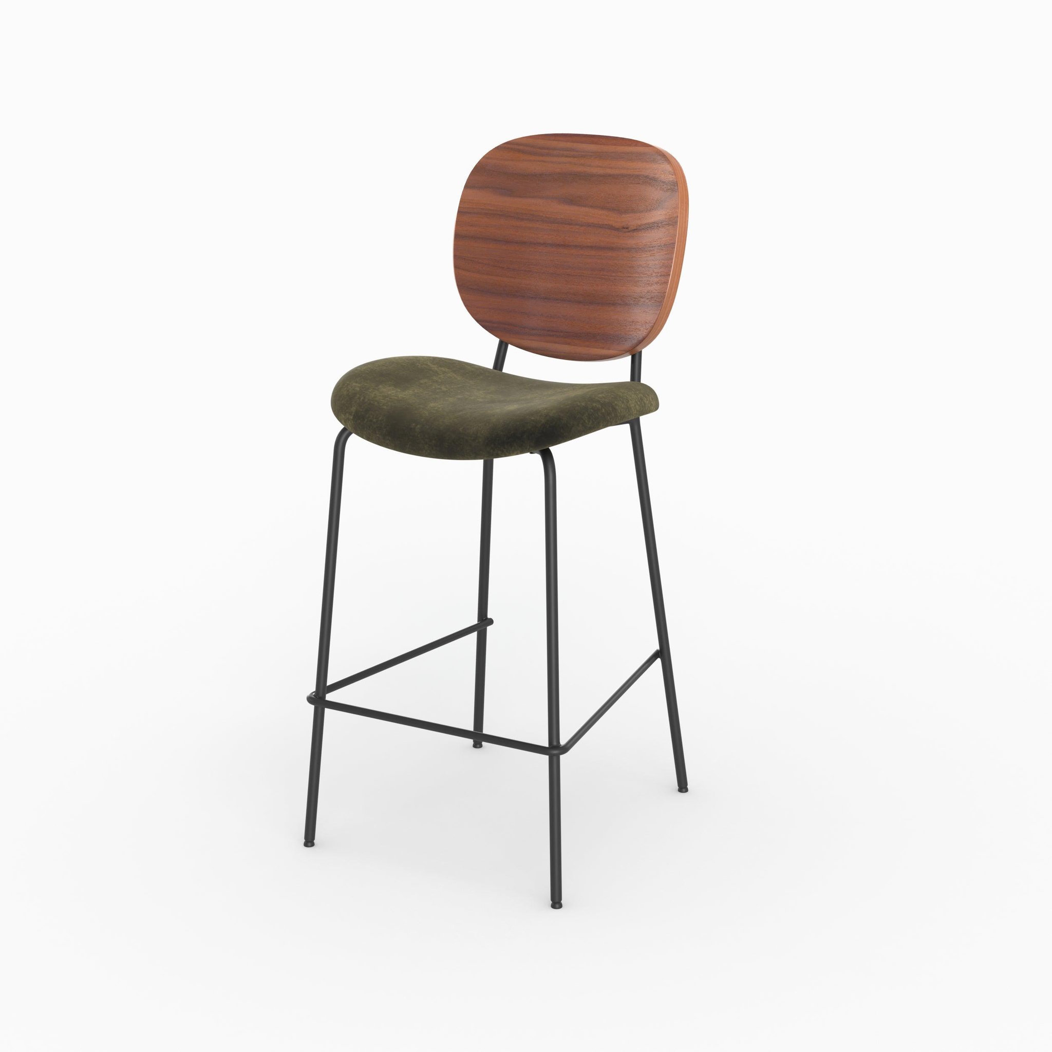 Voir la diapositive 6 : MAISON PAVANE Lot de 2 chaises pour îlot central 65,5 cm en velours vert kaki-simone