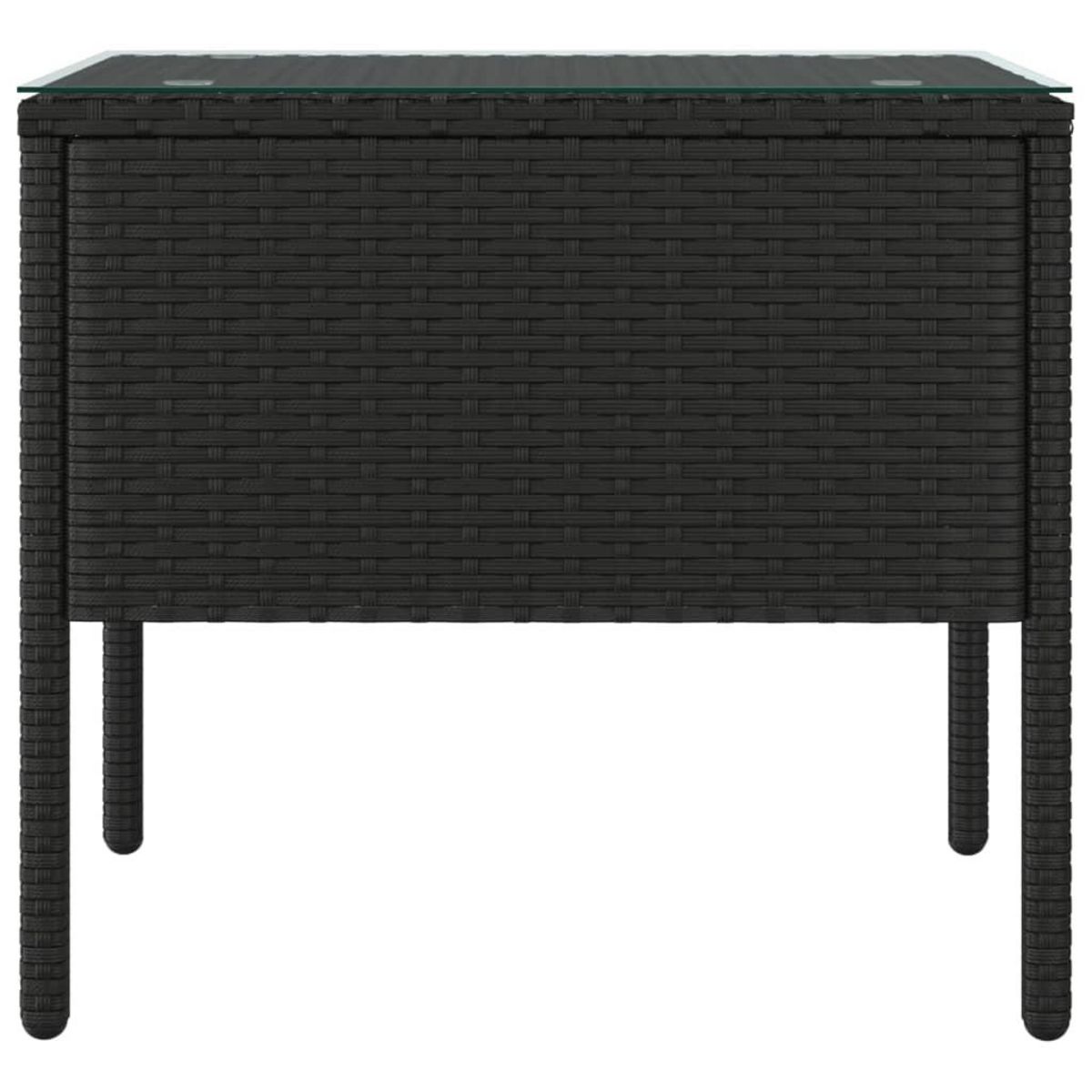 VIDAXL Table d'appoint noir 53x37x48 cm poly rotin et verre trempe