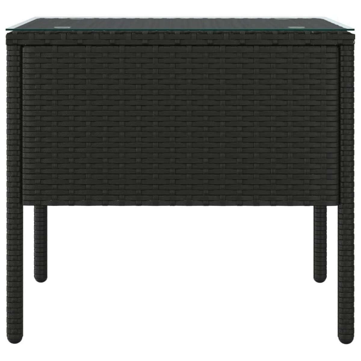 VIDAXL Table d'appoint noir 53x37x48 cm poly rotin et verre trempe