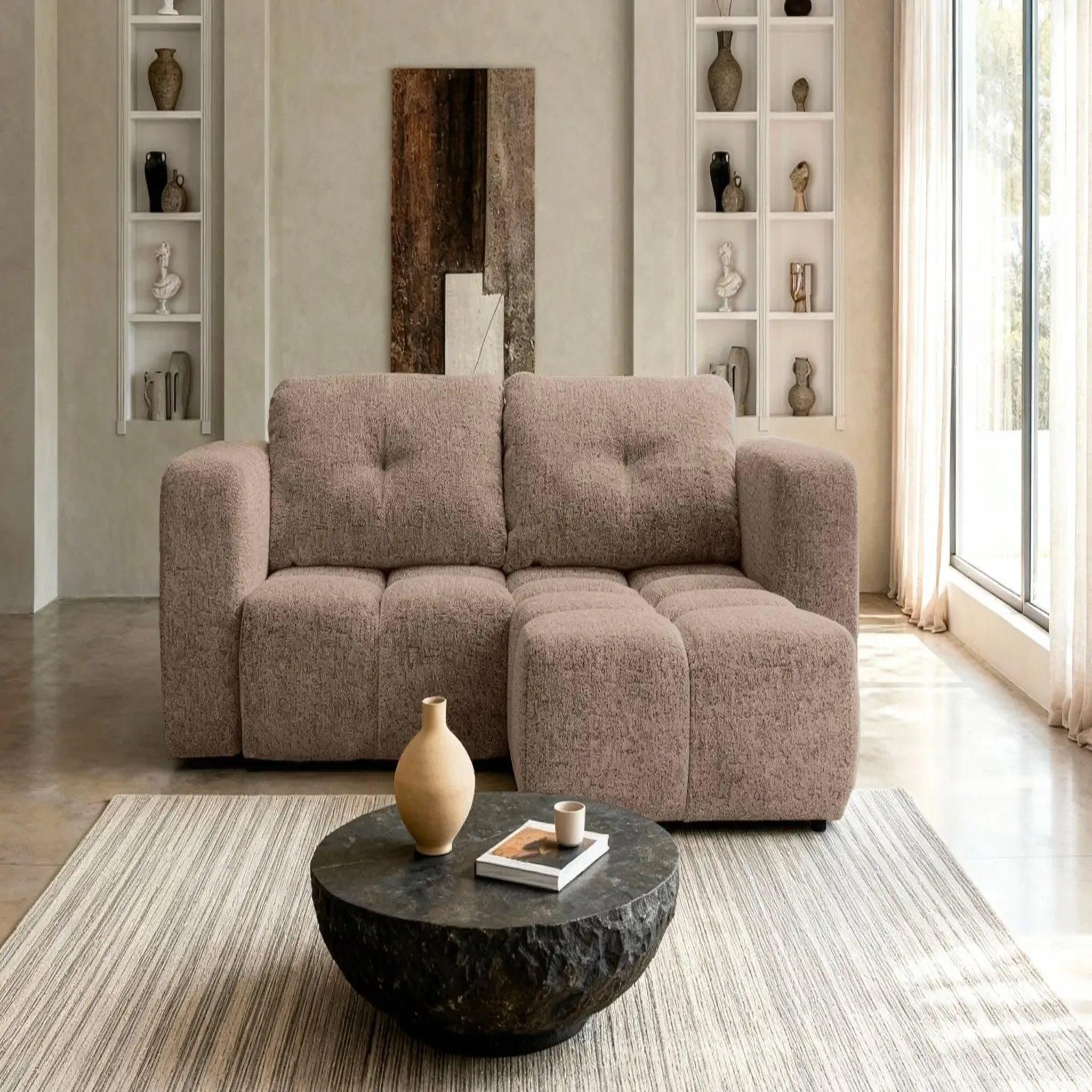 Voir la diapositive 3 : CASANOVA PARIS Romy mini - canapé d'angle convertible tissu chenille 2 places