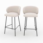 Rendez vous déco Lot de 2 chaises pour îlot central en tissu beige 68 cm - Victoria. Coloris disponibles : Gris