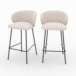 Rendez vous déco Lot de 2 chaises pour îlot central en tissu beige 68 cm - Victoria. Coloris disponibles : Beige, Gris