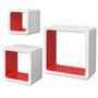 VIDAXL 3 Etageres cubes murales et en MDF Blanc-Rouge pour Livres/DVD