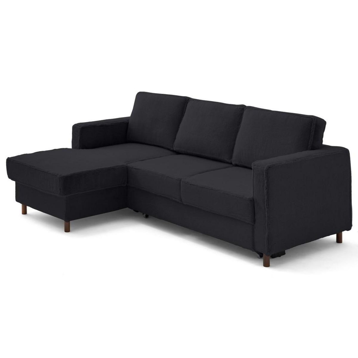 LISA DESIGN Jake - canapé d'angle gauche 4 places convertible avec coffre en fausse fourrure